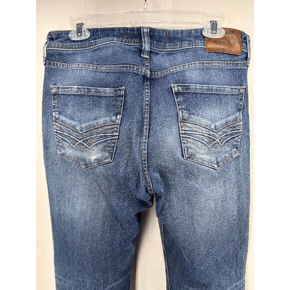 Seven 7 Jeans Mens 34x30 Blue Denim Slim Straight Distressed Medium Wash Preppy - Picture 6 of 8